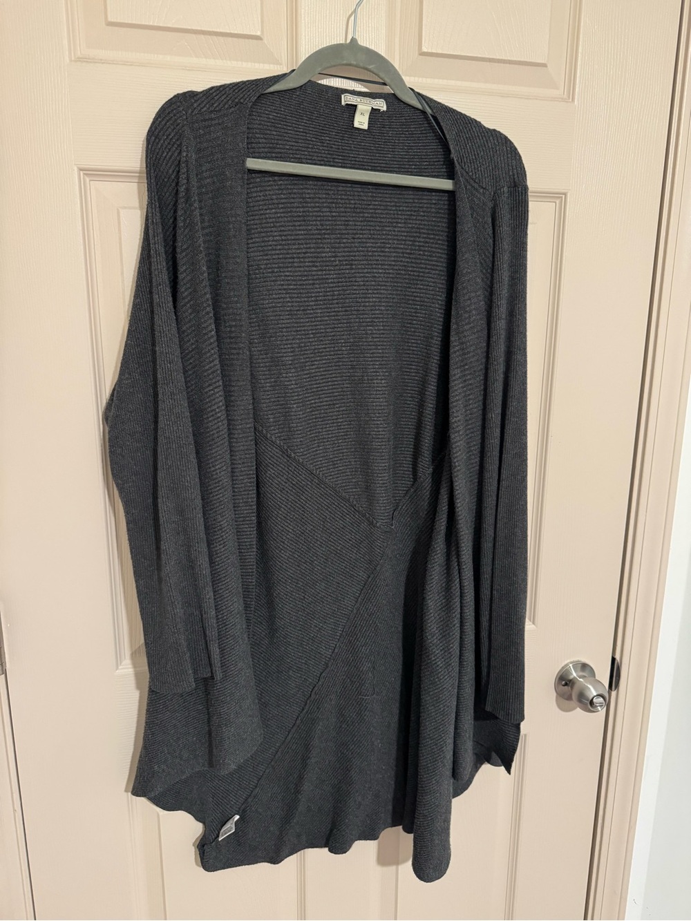 Dana Buchman Dark Charcoal Open-Front Cardigan